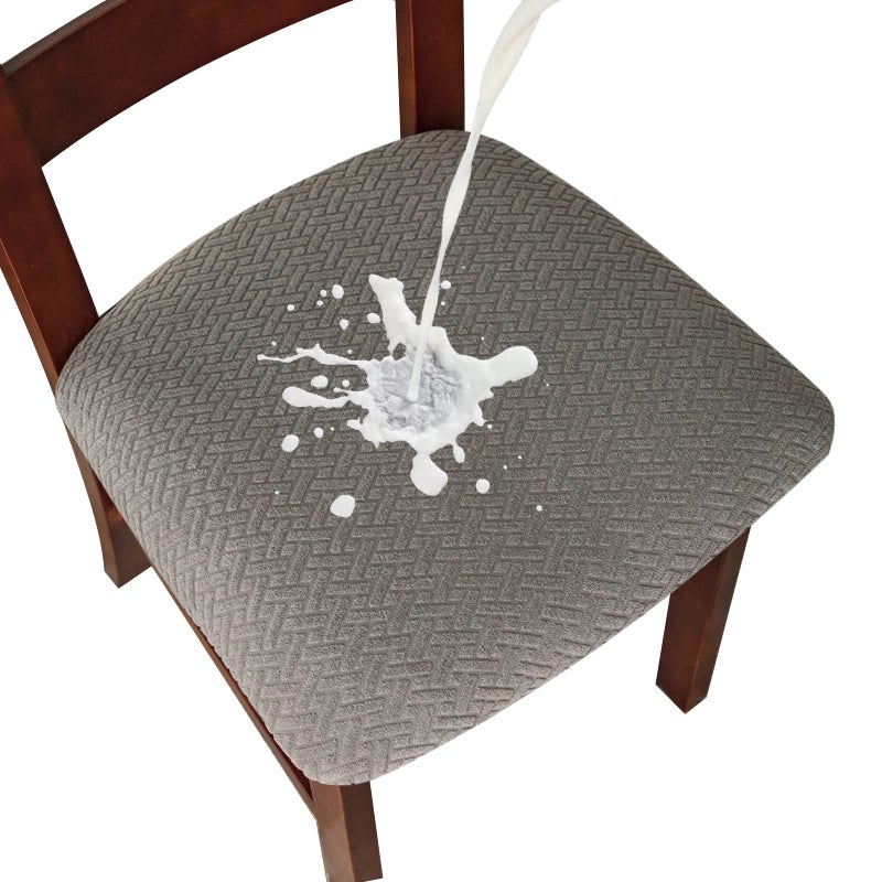 Genina Waterproof Seat Covers for Dining Room Chairs Covers Dining Chair seat Covers Kitchen Chair Covers slipcovers Grey 6 Pcs
