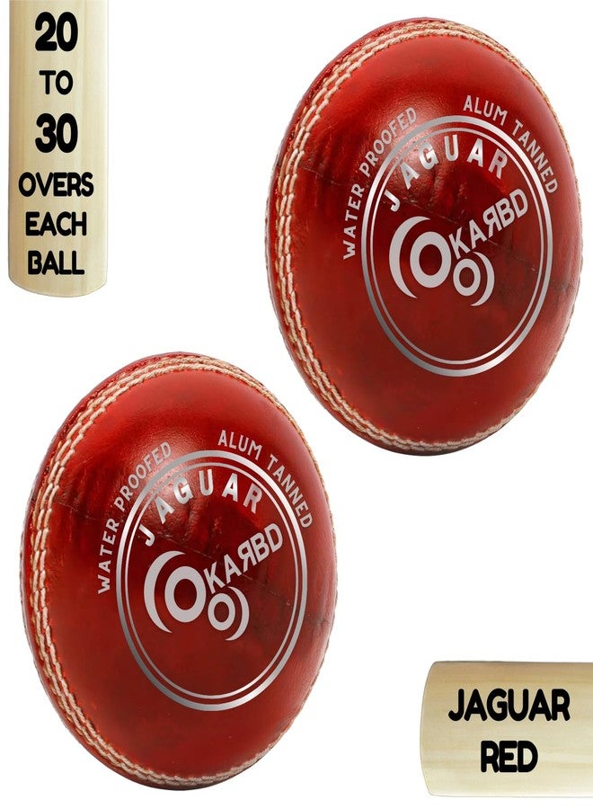 KARBD Cricket Ball Leather 4 Piece Professional Hand Stitching Seam Waterproof Coating Season Ball for Tournament Club Matches (20 to 30 Overs, Jaguar Red, Combo Pack Set of 2) - Image 2