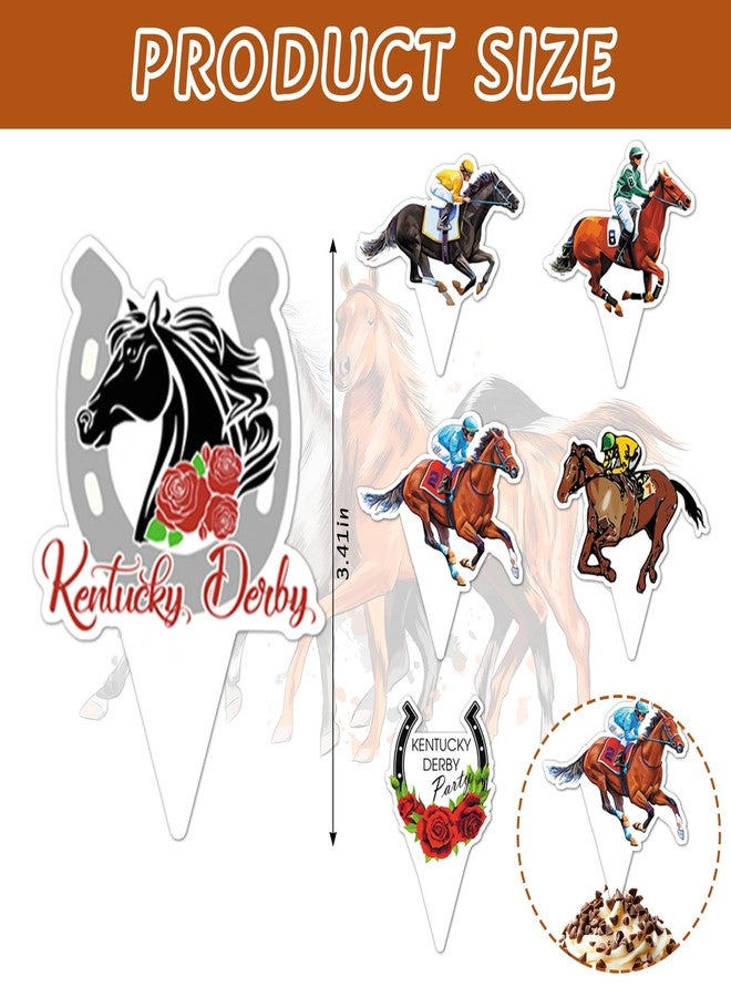 Blinket 24PCS Kentucky Cupcake Toppers – Horse Racing Cupcake for Derby Party Decorations Equestrian Birthday Race Day Run for the Roses Cake Toppers Gold Red Party Supplies - Image 2