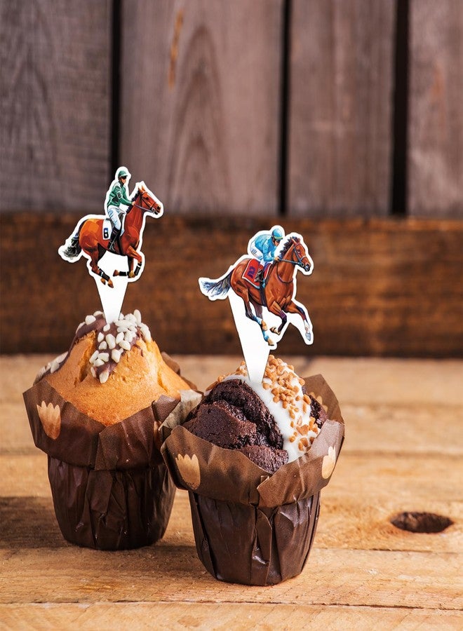 Blinket 24PCS Kentucky Cupcake Toppers – Horse Racing Cupcake for Derby Party Decorations Equestrian Birthday Race Day Run for the Roses Cake Toppers Gold Red Party Supplies - Image 5