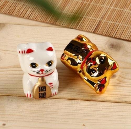 EatingBiting 1 Pair 5cm2 Maneki Neko Cat Ornaments Decoration Fortune Fengshui Lucky Beckoning Cat Decor Ornaments for Home Car OfficeChristmas XMas Holloween Valentines Day Gift - Image 2