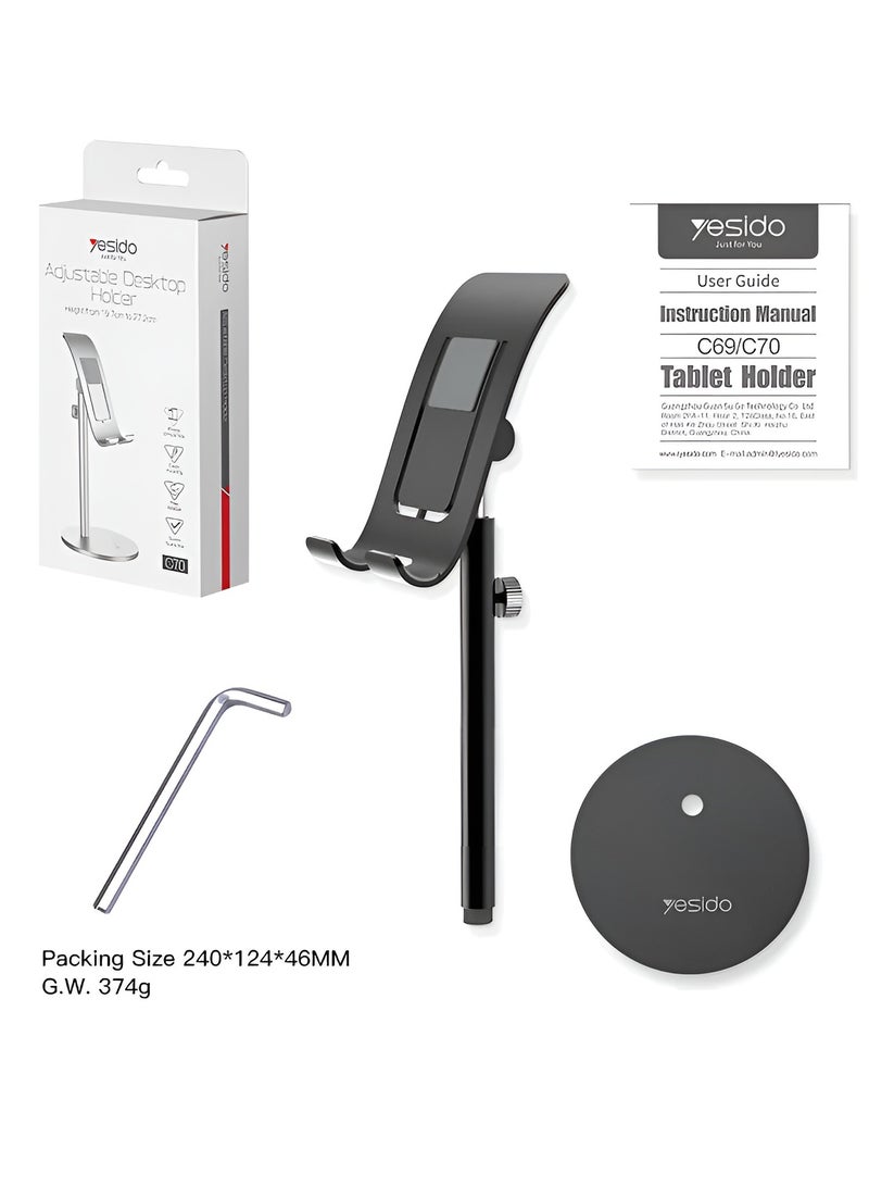 Yesido Adjustable Desktop Mobile and Tablet Holder Aluminum Alloy Phone Holder Model C70 - Image 2