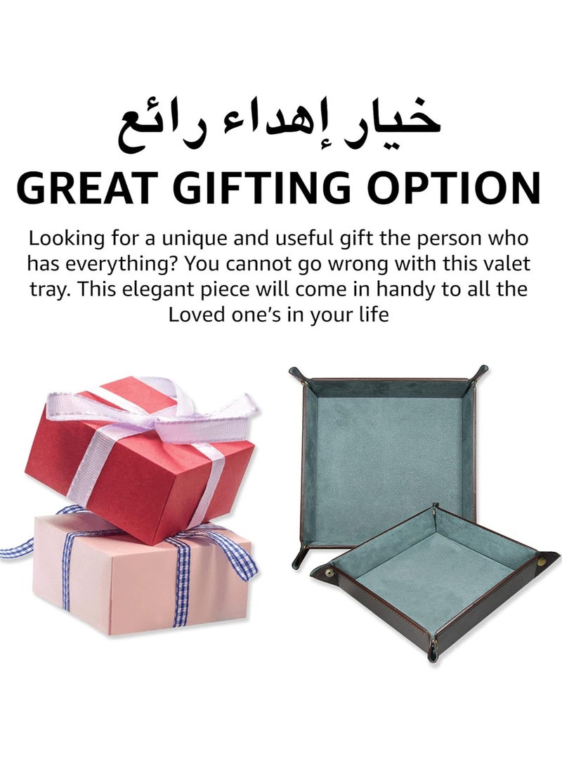 لي آرت صينية Valet جلدية للرجال والنساء - للاستخدام في المنزل والمكتب، منظم سطح المكتب وجانب السرير لحفظ المحافظ، المجوهرات، الساعات، المفاتيح، العملات المعدنية، الهاتف المحمول، مستحضرات التجميل، جهاز التحكم بالتلفاز (اليشم الأخضر)  - Image 4