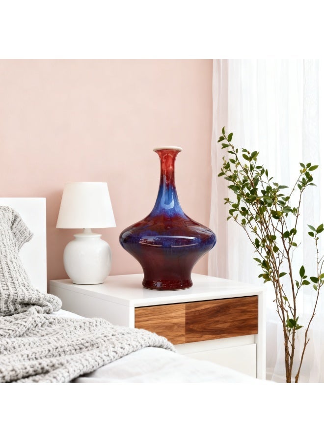 Decorative Ceramic Vase 40 cm Red & Blue Gradient Flower Vase Modern Home Décor Accent Piece Living Room, Hallway & Office Decoration Elegant Centerpiece - Image 1