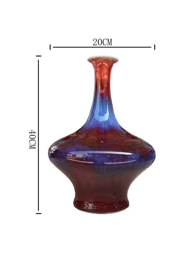 Decorative Ceramic Vase 40 cm Red & Blue Gradient Flower Vase Modern Home Décor Accent Piece Living Room, Hallway & Office Decoration Elegant Centerpiece - Image 2