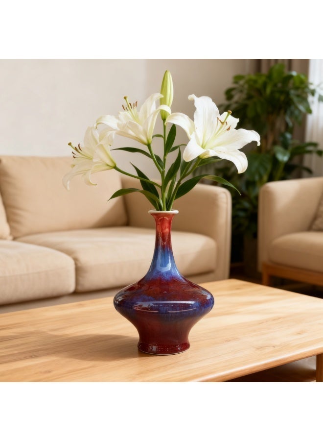 Decorative Ceramic Vase 40 cm Red & Blue Gradient Flower Vase Modern Home Décor Accent Piece Living Room, Hallway & Office Decoration Elegant Centerpiece - Image 3