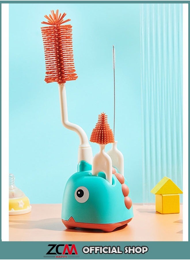 ZCM-HAPPY - 4-Piece 360 Degree Rotating Bottle Cleaning Brush Set for Cleaning Baby Bottles, Pacifiers, Sports Bottles, Vases and Glassware - Image 1