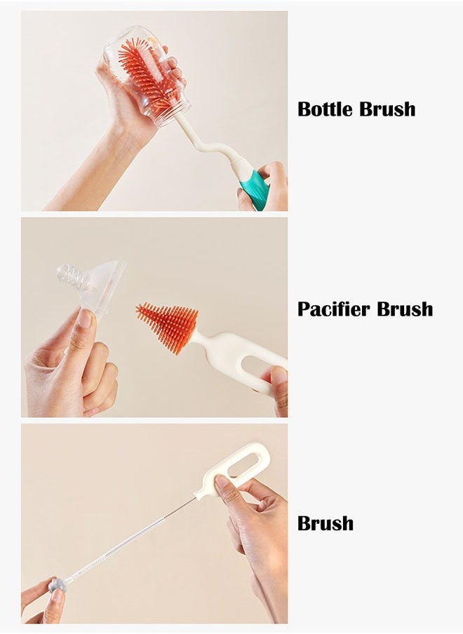ZCM-HAPPY - 4-Piece 360 Degree Rotating Bottle Cleaning Brush Set for Cleaning Baby Bottles, Pacifiers, Sports Bottles, Vases and Glassware - Image 1