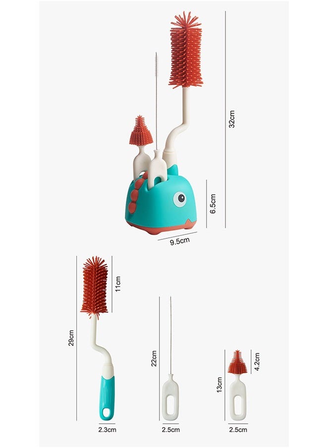 ZCM-HAPPY - 4-Piece 360 Degree Rotating Bottle Cleaning Brush Set for Cleaning Baby Bottles, Pacifiers, Sports Bottles, Vases and Glassware - Image 1