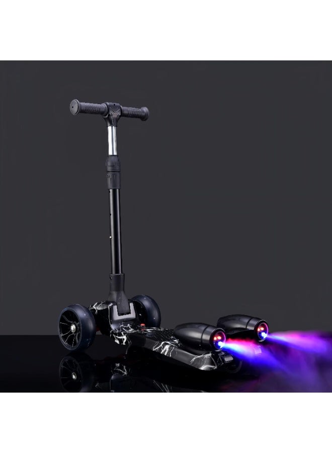 EASY FUTURE Kick Scooter for Kids 3-14 Years, 3-Wheel Design with Lean-to-Steer, LED Light Wheels, Bluetooth Music & Water Spray for Smoke Effect – Fun & Safe Outdoor Ride Including Full Protective Gear Set - Image 2
