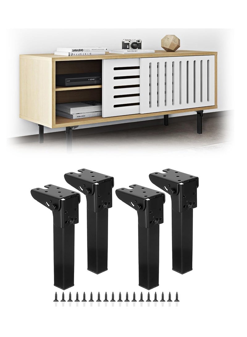 SOLARAE Folding Table Legs Bed Support Metal Hairpin Table Legs Set of 4 Black Folding Furniture Legs feet foldable Laptop Table Coffee Table Replacement Legs for Bed Cabinet Wardrobe Couch 8 Inch - Image 1