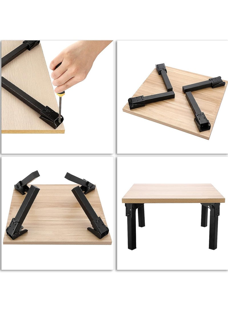 SOLARAE Folding Table Legs Bed Support Metal Hairpin Table Legs Set of 4 Black Folding Furniture Legs feet foldable Laptop Table Coffee Table Replacement Legs for Bed Cabinet Wardrobe Couch 8 Inch - Image 5