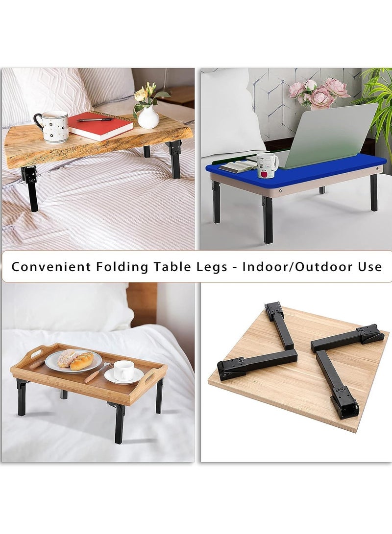 SOLARAE Folding Table Legs Bed Support Metal Hairpin Table Legs Set of 4 Black Folding Furniture Legs feet foldable Laptop Table Coffee Table Replacement Legs for Bed Cabinet Wardrobe Couch 8 Inch - Image 4