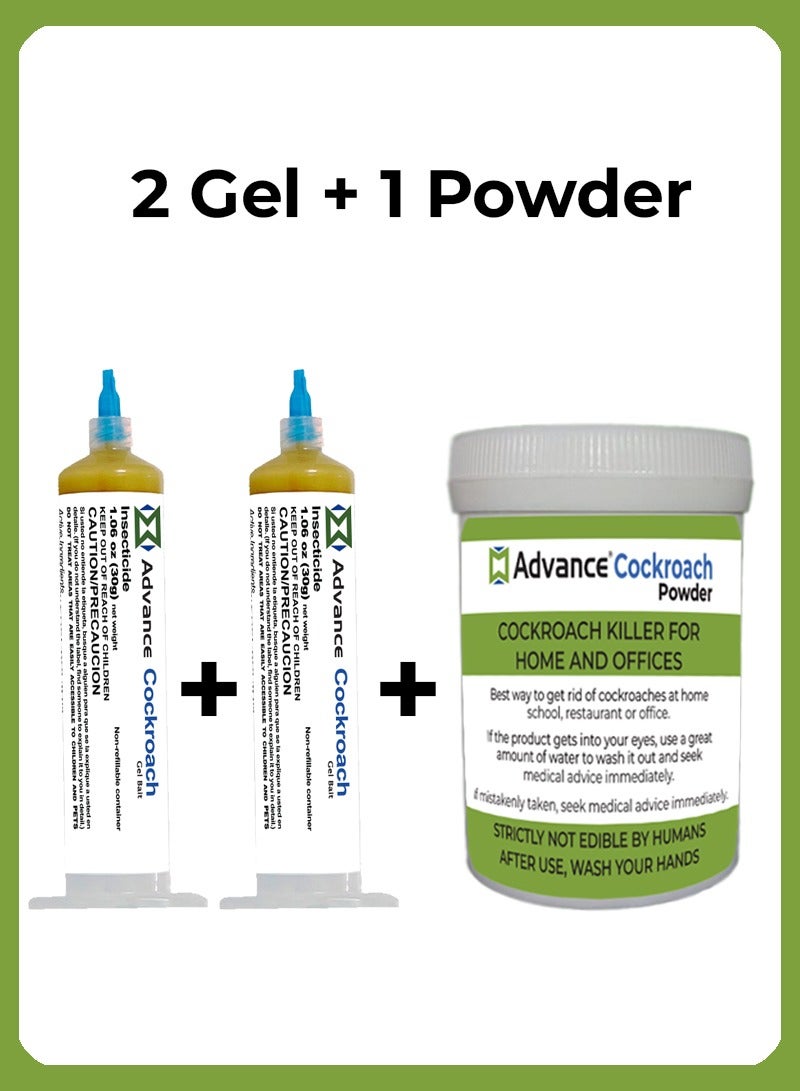 advance Advance Cockroach Gel Bait 2-Tubes with Insect Pest Control Powder 