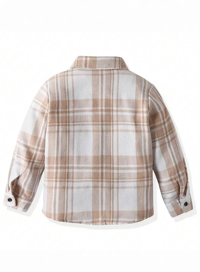 Take Two Take Two Boys Tan Checked Button Front Shirt