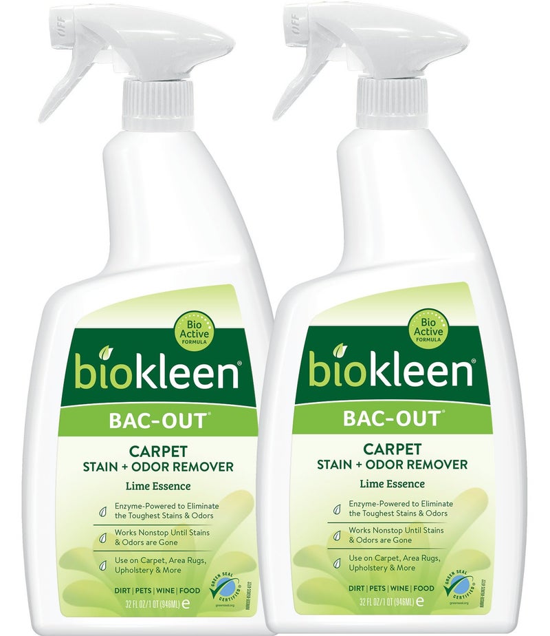 Biokleen Biokleen BacOut Carpet Cleaner Spray Stain Remover and Odor Eliminator Use on Area Rugs Upholstery  More Removes Dirt Pets Wine  Food Lime Scent 32 oz 2 Pack 