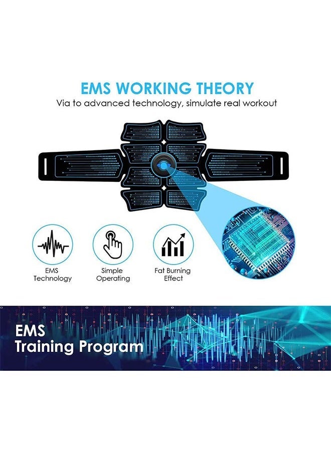 Arabest Smart Abdominal Muscle EMS Abs Stimulator Muscle Trainer Portable Wireless Portable Unisex Fitness Training Gear for Abdomen Arm Leg Waist Hip Training Home Office Exercise Equipment(Blue) - Image 2