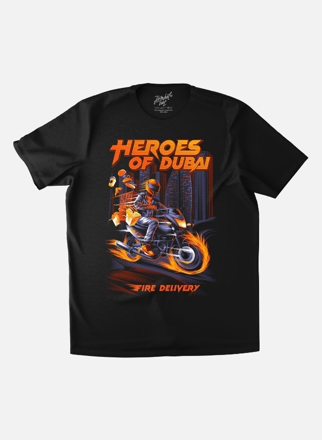 Hempelcat Hero of Dubai Desert Rider Men's Graphic Print Casual T-Shirt Black 100% Premium Cotton Limited Edition Souvenir Gift for men - Image 1