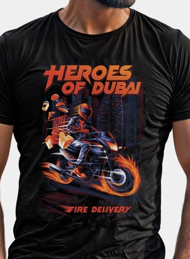 Hempelcat Hero of Dubai Desert Rider Men's Graphic Print Casual T-Shirt Black 100% Premium Cotton Limited Edition Souvenir Gift for men - Image 2