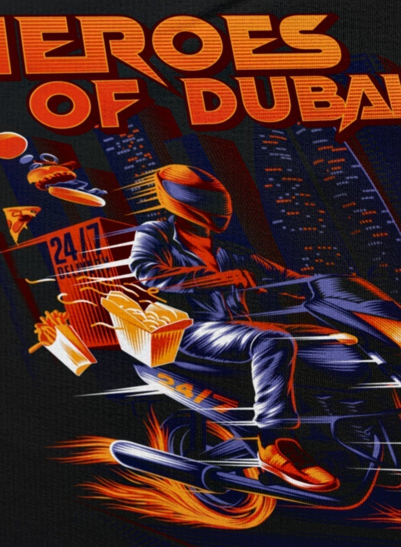 Hempelcat Hero of Dubai Desert Rider Men's Graphic Print Casual T-Shirt Black 100% Premium Cotton Limited Edition Souvenir Gift for men - Image 3