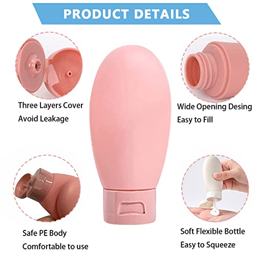 MAYCREATE® 3pcs Travel Bottles for Toiletries, 60ML Refillable Plastic Containers with Lid Small Leak Proof Empty Squeeze Bottles Kit for Toiletries, Cream, Gel, Shampoo, Lotion Dispenser - Image 3