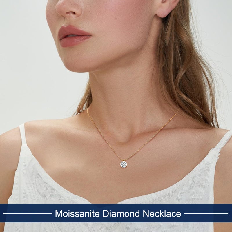 TUHE Moissanite Necklace for Women 0.3 Carats 18k Gold Vermeil 925 Sterling Silver Necklace D Color VVS1 Round Lab Created Moissanite Solitaire Necklace Dainty Gold Necklaces Jewelry Valentines Gifts - Image 2