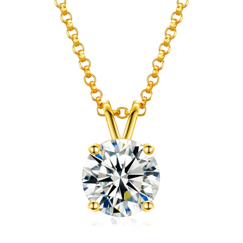 TUHE Moissanite Necklace for Women 0.3 Carats 18k Gold Vermeil 925 Sterling Silver Necklace D Color VVS1 Round Lab Created Moissanite Solitaire Necklace Dainty Gold Necklaces Jewelry Valentines Gifts - Image 1