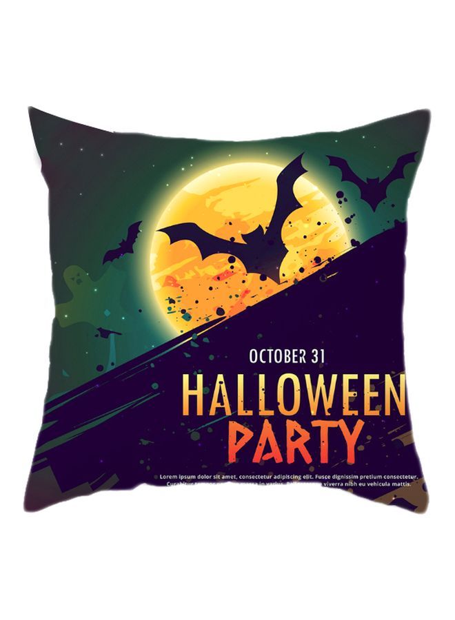 NIBEMINENT Halloween Party Printed Cushion Cover Green/Black/Yellow 45x45cm