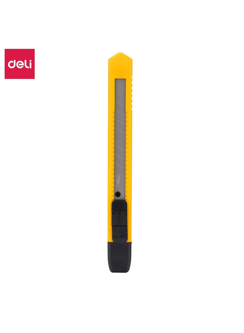 Deli E2051 Cutter - 13 Snap-Off SK5 Steel Cutter Head, Pen Clip Design, Yellow - Image 1