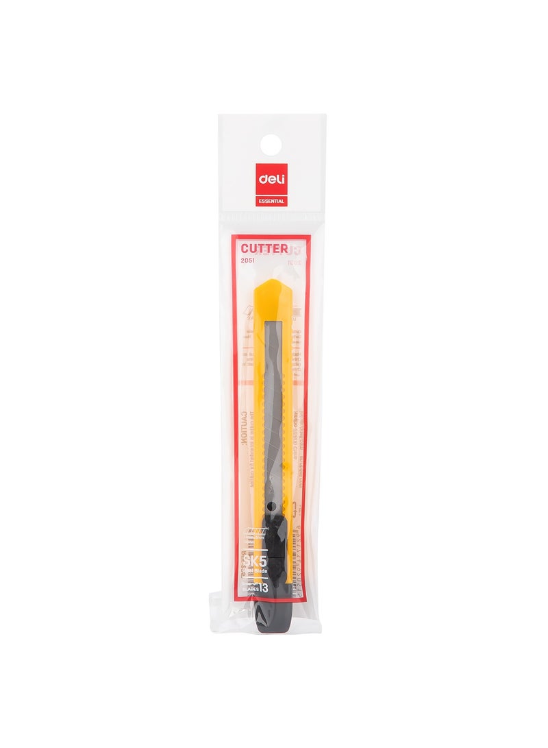 Deli E2051 Cutter - 13 Snap-Off SK5 Steel Cutter Head, Pen Clip Design, Yellow - Image 3