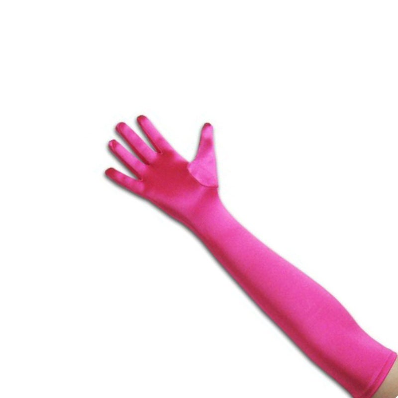 Tapp Collections Tapp C. Classic Adult Size 22" Long Opera Length Satin Gloves - Hot Pink - Image 1