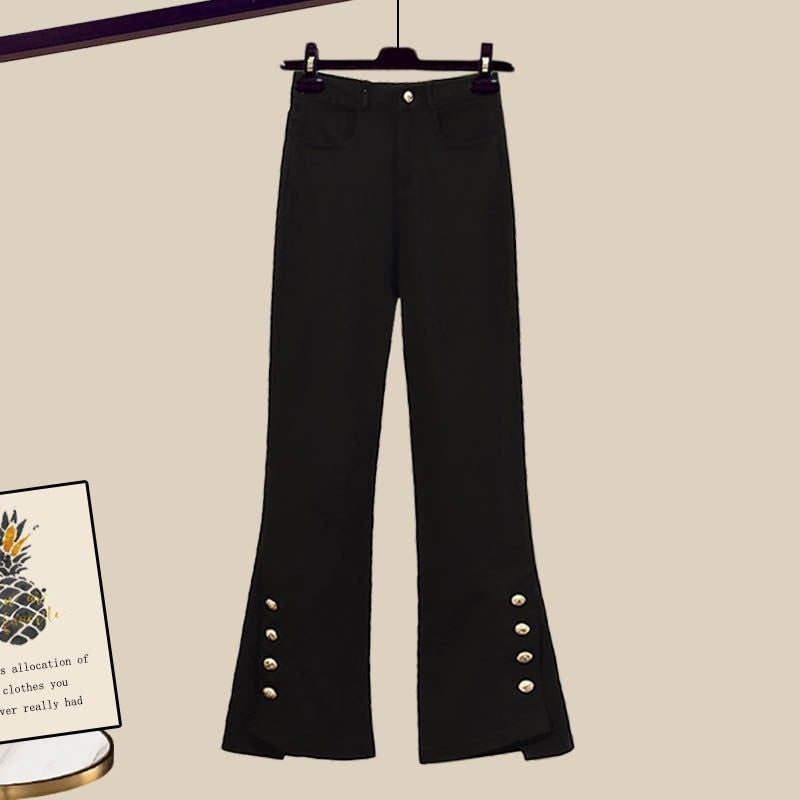 Chubby Sister Chanel Style Fashionable Slimming Suit Autumn 2023 New Arrival Bow Sweater Casual Pants Two-Piece Set - Image 5