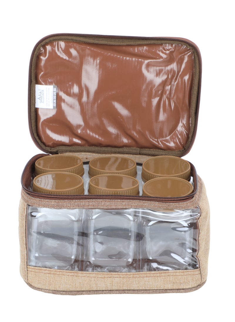 ALGHAFA - Spice Box Bag, 6 pieces, 200 ml, wooden color, 6 pieces, from Al Ghafa - Image 1