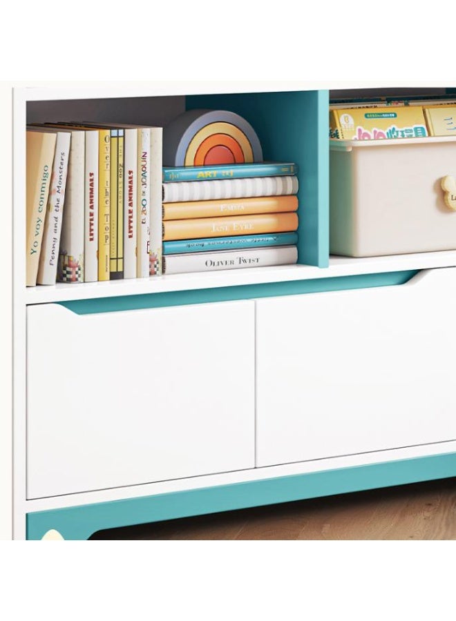 4-Tier Wide Wooden Bookcase, Kids Bookcase with 3 Doors Organizer, Storage Rack, Display Rack, Cabinet Unit, Suitable for Study Room, Living Room Office (SGG037) - Image 3