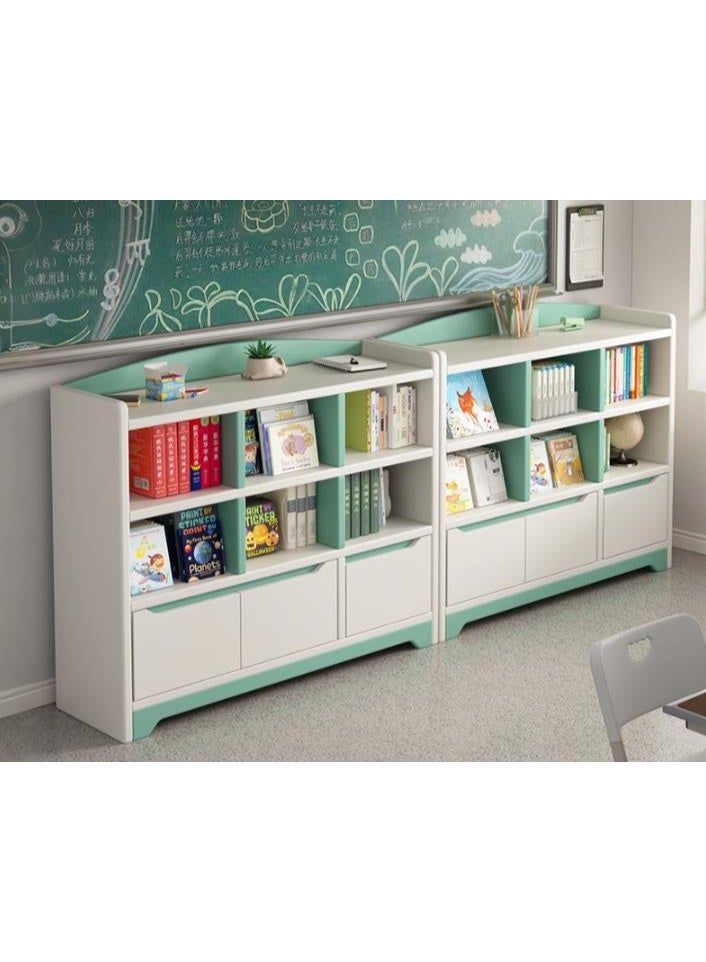 4-Tier Wide Wooden Bookcase, Kids Bookcase with 3 Doors Organizer, Storage Rack, Display Rack, Cabinet Unit, Suitable for Study Room, Living Room Office (SGG037) - Image 4