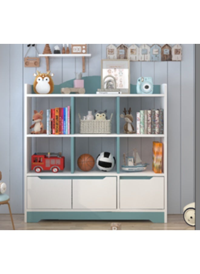 4-Tier Wide Wooden Bookcase, Kids Bookcase with 3 Doors Organizer, Storage Rack, Display Rack, Cabinet Unit, Suitable for Study Room, Living Room Office (SGG037) - Image 5