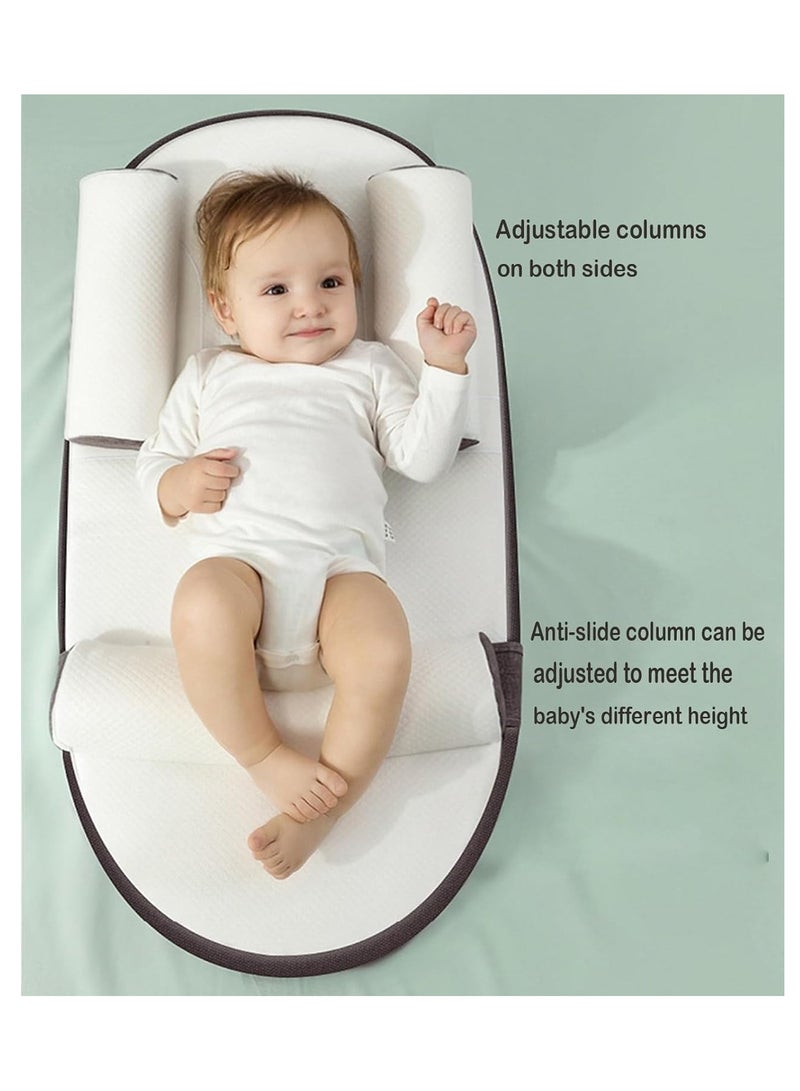 Baby Lounger, Infant Travel Bed, Baby Sleeping Nest, Adjustable Nursing Crib Wedge Pillow, Anti-Reflux, 0-30° Height Adjustable, Relieves Colic & Vomiting, Side Rails (Grey) - Image 4