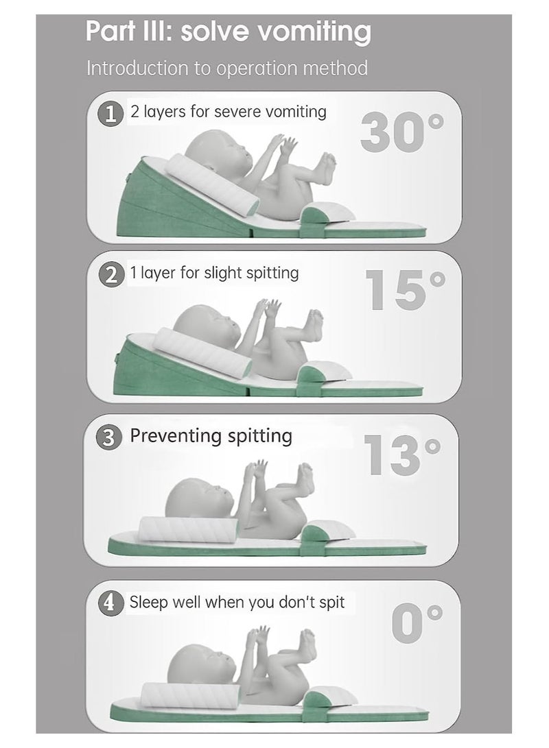 Baby Lounger, Infant Travel Bed, Baby Sleeping Nest, Adjustable Nursing Crib Wedge Pillow, Anti-Reflux, 0-30° Height Adjustable, Relieves Colic & Vomiting, Side Rails (Grey) - Image 5