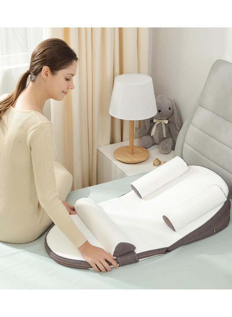 Baby Lounger, Infant Travel Bed, Baby Sleeping Nest, Adjustable Nursing Crib Wedge Pillow, Anti-Reflux, 0-30° Height Adjustable, Relieves Colic & Vomiting, Side Rails (Grey) - Image 3