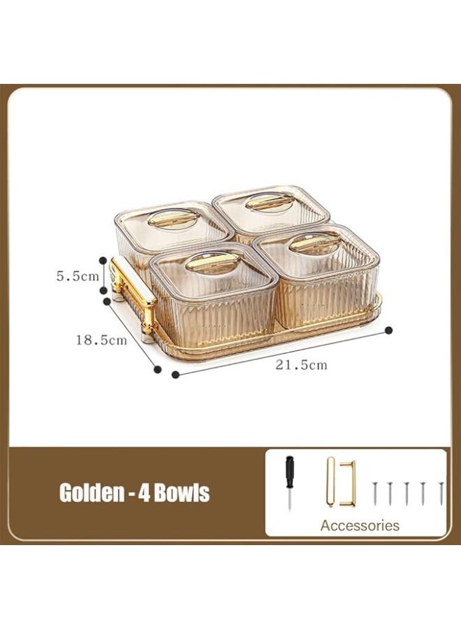 DUNISO Snack Serving Platter Set，Divided Serving Tray with 4Removable Dish Bowls，Fruit Bowls With Lids And Trays,Beautiful and Easy to Clean，Used For Fruit Desserts, Appetizers, Nuts, Snacks, Candies - Image 3