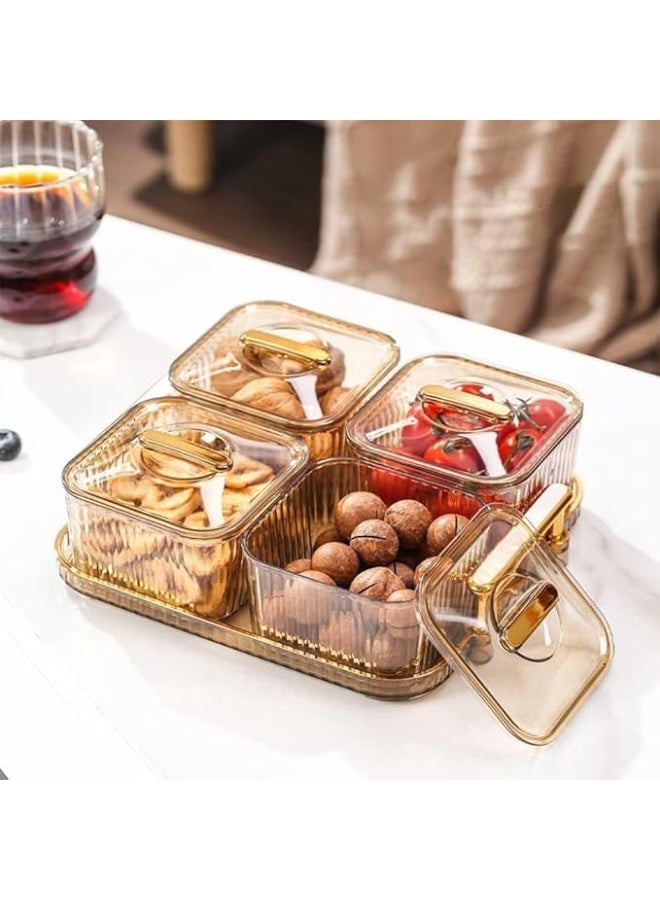 DUNISO Snack Serving Platter Set，Divided Serving Tray with 4Removable Dish Bowls，Fruit Bowls With Lids And Trays,Beautiful and Easy to Clean，Used For Fruit Desserts, Appetizers, Nuts, Snacks, Candies - Image 2