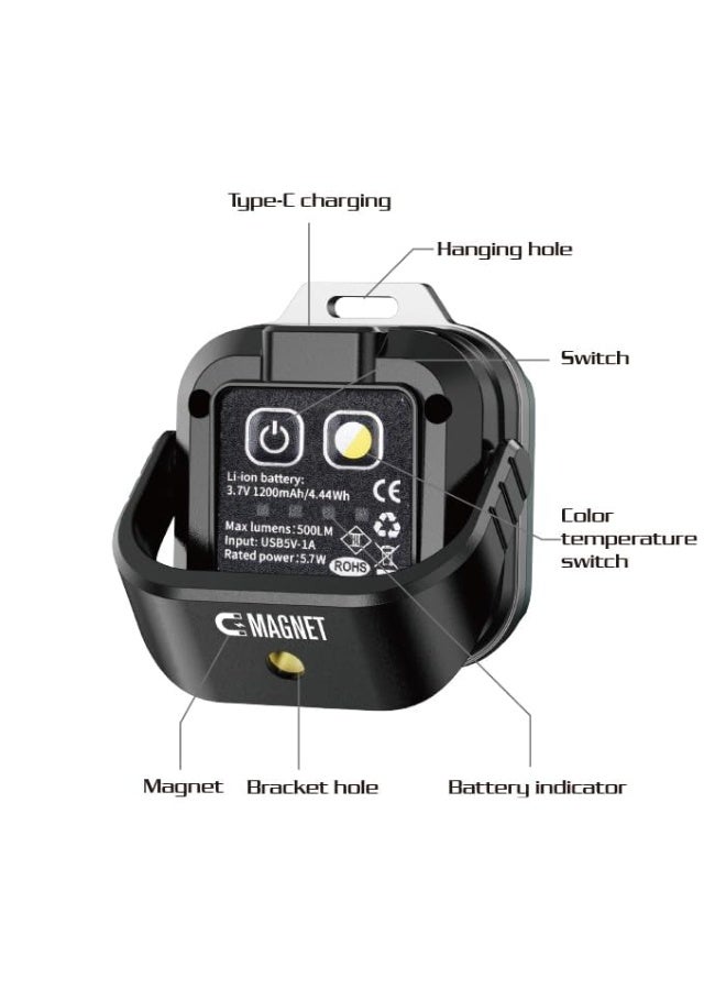 أوشيما مصباح العمل المغناطيسي القابل لإعادة الشحن، 1000 لومن مصباح الوميض الصغير LED مصباح الشعلة في الهواء الطلق، مصباح فحص الوميض المغناطيسي المحمولة، مقاوم للماء لإصلاح السيارات، التخييم، الطوارئ وإضاءة موقع العمل - Image 2