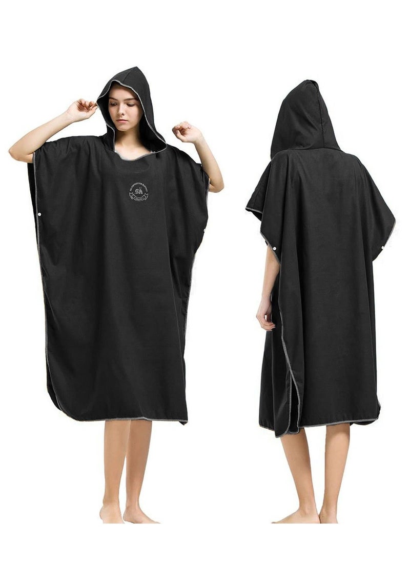 Microfiber Surf Poncho, Wetsuit Changing Bath Robe, Beach Change Cloak Dive Quick Dry Pool Swim Beach Towel with Hood for Adults - Image 1