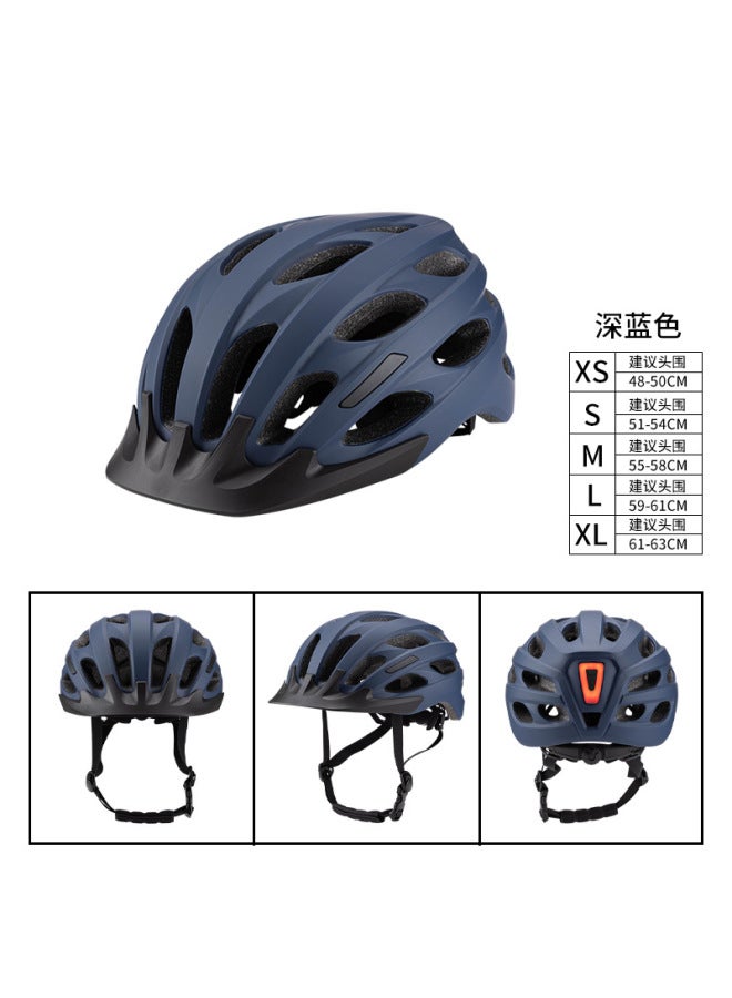 Dark Blue New Model Cycling Helmet With Light, Specially Designed For Road Bikes, One-piece Molded