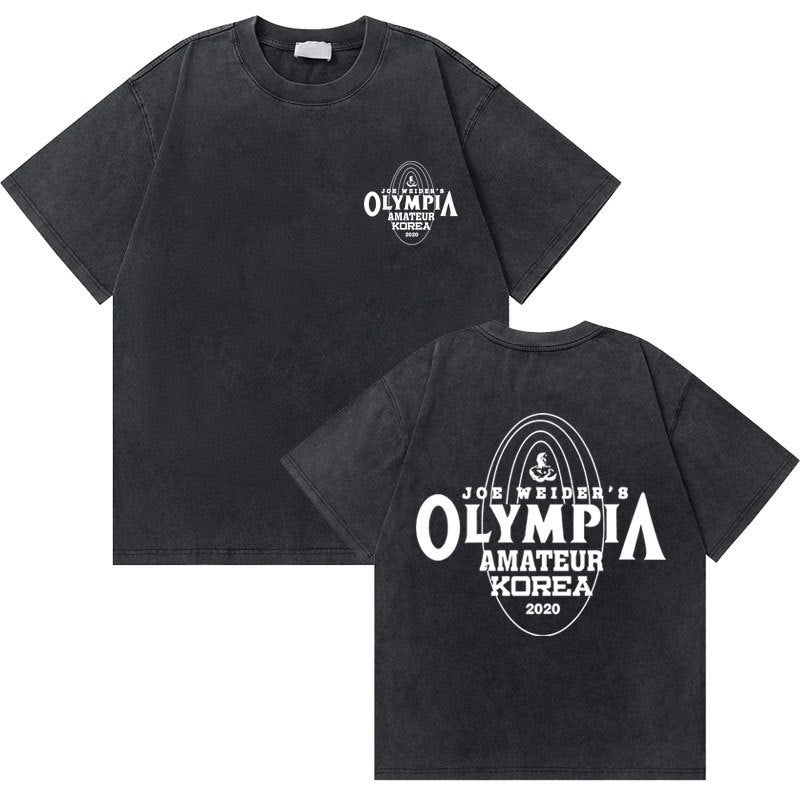 Washed Vintage Olympia Amateur Korea Double Sided Print T-Sh - Image 2