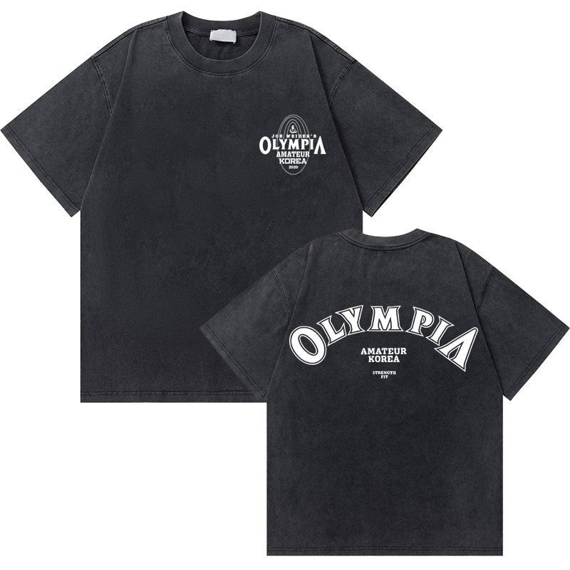Washed Vintage Olympia Amateur Korea Double Sided Print T-Sh - Image 3