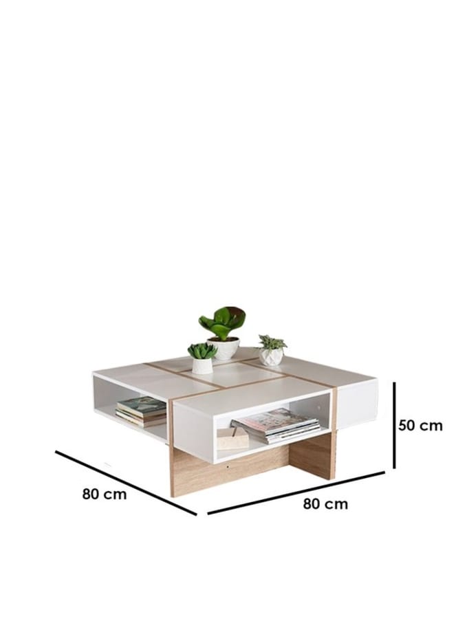 ريترو RA-2B ترابيزة قهوة - أبيض×خشبي - Image 2