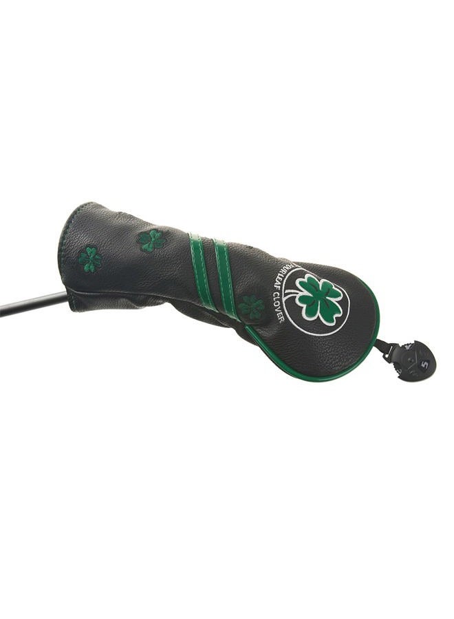 GOOACTION Golf Club Hybrid Head Cover with Green Lucky Four-Leaf Clover Creative Embroidery Pattern Synthetic Leather Black Golf Headcovers (Interchangeable Tag 2.3.4.5.7.X) - Image 5