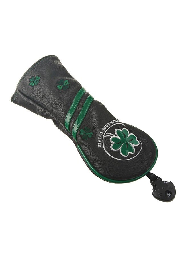 GOOACTION Golf Club Hybrid Head Cover with Green Lucky Four-Leaf Clover Creative Embroidery Pattern Synthetic Leather Black Golf Headcovers (Interchangeable Tag 2.3.4.5.7.X) - Image 2