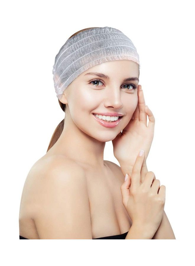NIBEMINENT 100-Piece Disposable Non-Woven Spa and Facial Headband White - Image 2